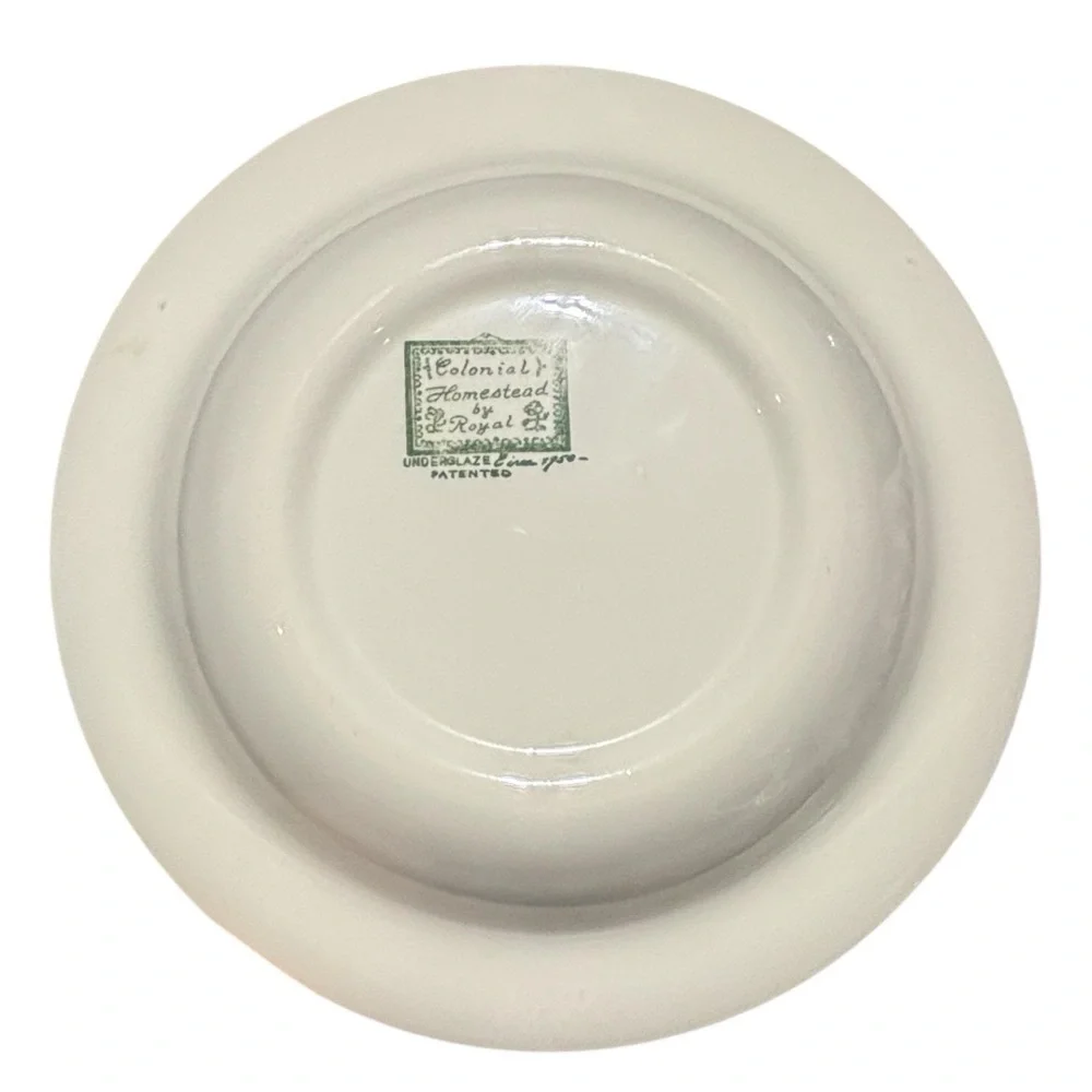 2~Vintage 1950s Green Colonial Homestead by Royal Ironstone China Serving Bowls
